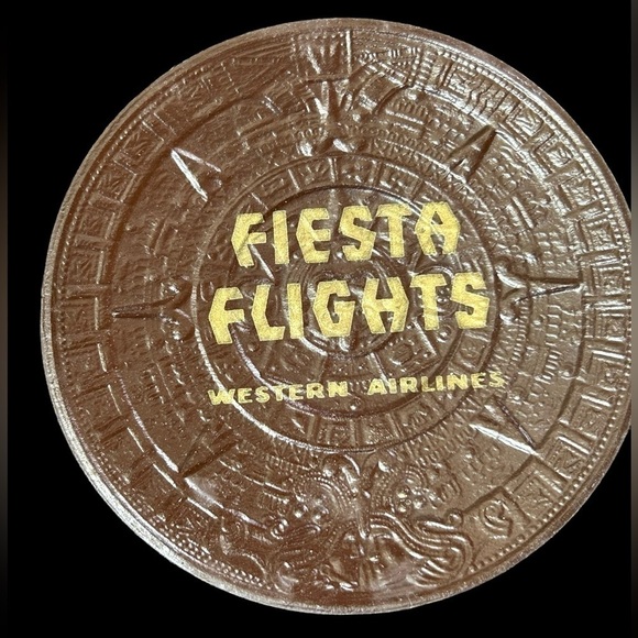 Vintage Fiesta Flights Western Airlines Coasters Set of 4 - Picture 1 of 3